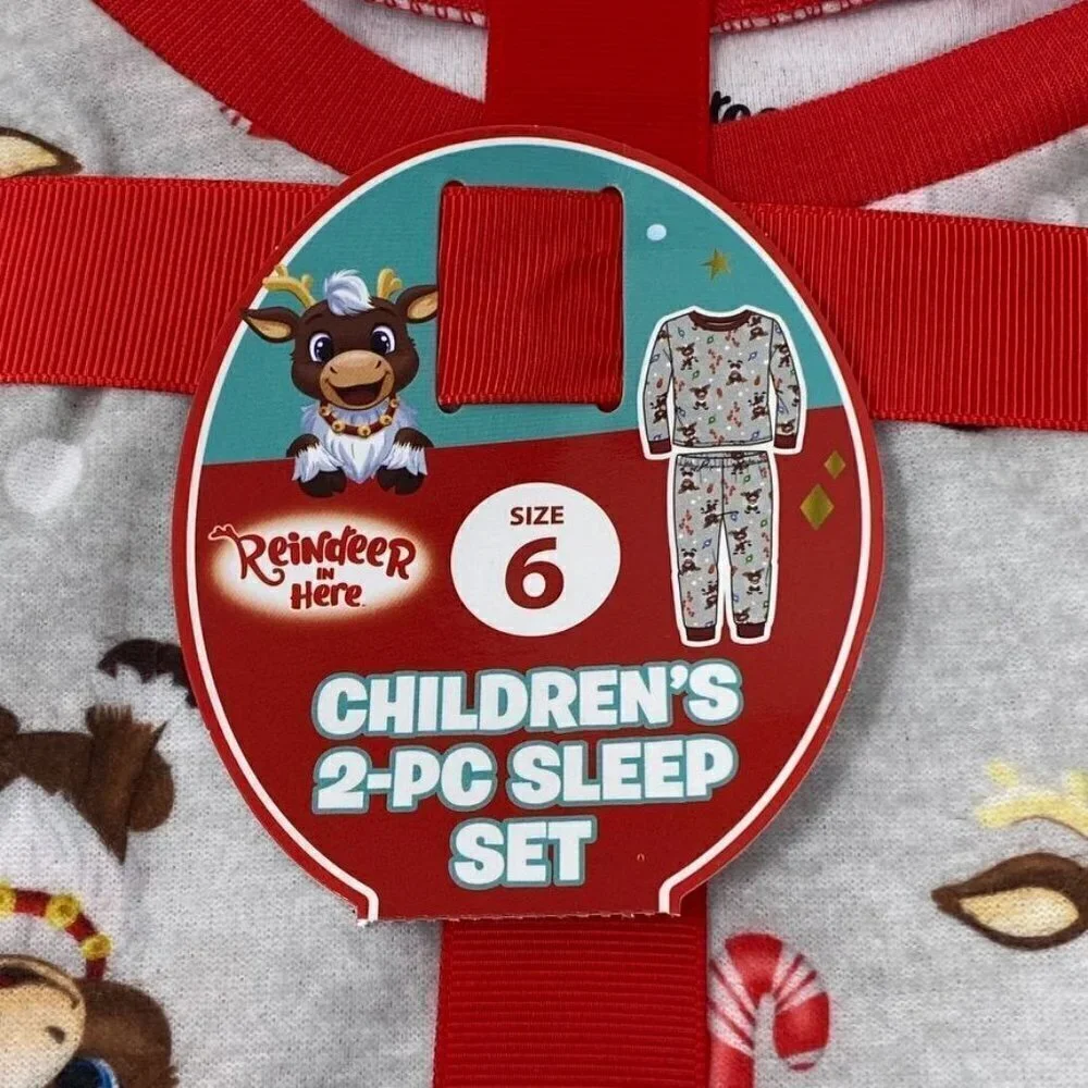 Reindeer in Here Gift Set Book, Plush, 2 Piece Pajama Sleep Set Sz 6